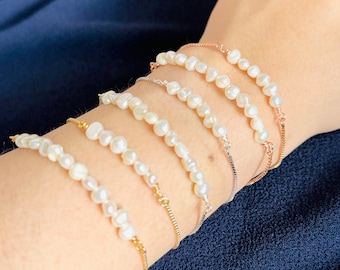 Baroque Pearl Bracelet, Dainty Pearl Bracelet, Birthstone Bracelet, Layering Bracelet, Wedding Bracelet, Minimalist Bracelet, Gift For Her