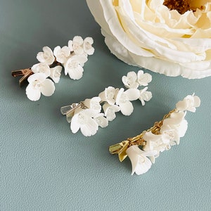 Clay Flower Hair Clip, Bridal Floral HairPiece, Wedding Flower Hair Clip, Flower Clay Hair Jewelry,  Hair Clip Clay Floral
