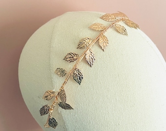 Gold Unique Leaf Bridal Tiara, Gold Bridal Headpiece, Leaf Bridal Headpiece, Leaf Wedding Crown, Gold/Silver Modern simple Tiara headpiece