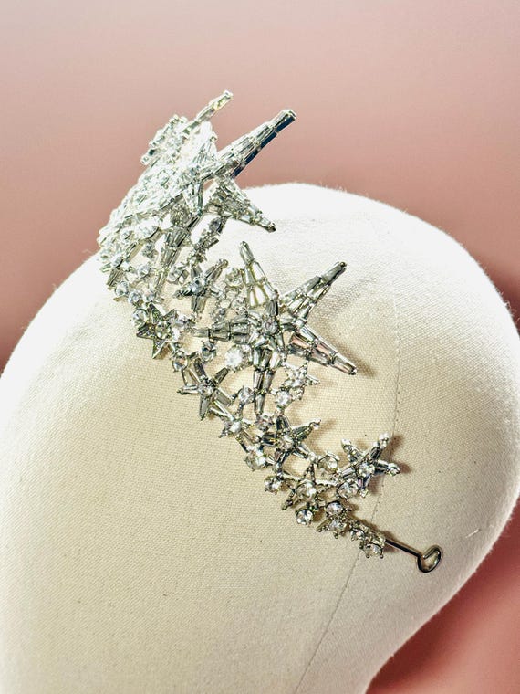 Gold & Silver Crystal Star Tiara: Bridal Crown, Prom 