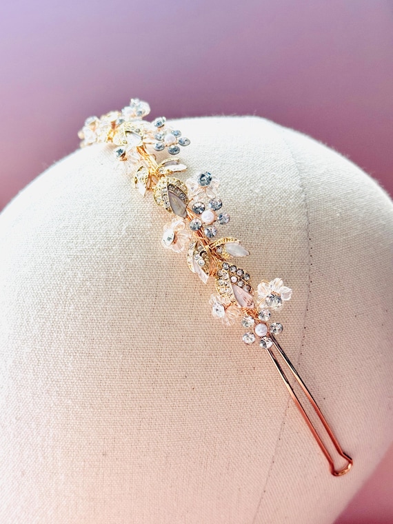 Gold and Silver Leaf Crystal Headband Shop 1920s Headpieces - Crystal Leaf Headband | BABEYOND main image 2