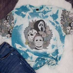 Floral Horror T-Shirt, Freddy, Jason, Halloween T-Shirt, Spooky T-Shirt