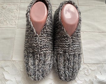 Pantuflas de lana tejidas a mano para hombre, tallas 6.5-7.5, 8-9