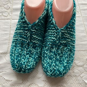 Pantuflas de punto cálidas y acogedoras hechas a mano, talla 5.5-6.5