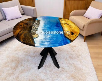 Ocean Wave epoxyhars salontafel natuurlijk houten middelpunt handgemaakte meubels