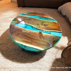 Clear Blue Epoxy Resin Coffee Table: Mid Century Modern Countertop