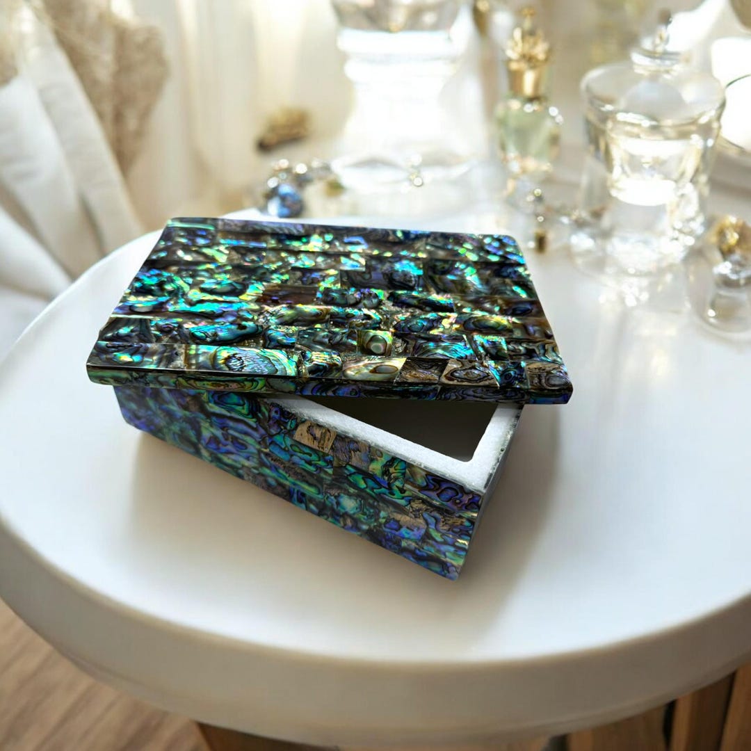 Abalone Shell Jewelry Box: Rectangle Trinket Box, Crystal Healing - Etsy