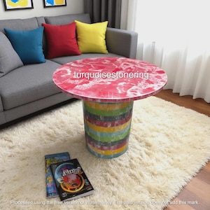 Luxury Round Pink Onyx Marble Table Top with Marble Stand Handcrafted Luxury Coffee Table for Home Decors