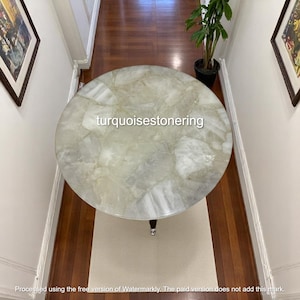 Elegance White Quartz Coffee Table Healing Crystal Countertop Farmhouse Furniture Console Bar Desk Bedside Home Interior Decor