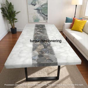 Agate Top Sofa Center Table Black & White Natural Gemstone Dining Handmade Furniture Custom Made Kitchen Slab Hallway Interior Decors
