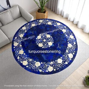 Elegant Lapis Lazuli Round Cafeteria Coffee Table Top Handmade Center Sofa Table Luxury Bar Top Modern Balcony Interior Decor
