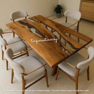 Custom Live Edge Resin eettafel: modern meubilair van hout en epoxy