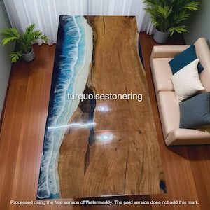 Aangepaste epoxy rivier oceaangolf middenbank tafel natuurlijke acacia houten handgemaakte eettafel luxe bar bureau modern kunst interieur