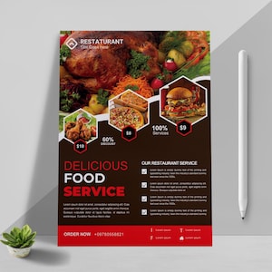 Design de modelo de folheto de serviço de alimentação