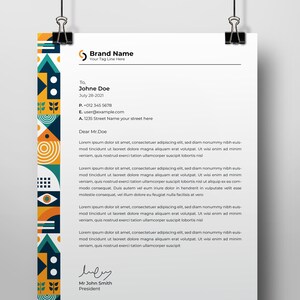 Plantilla profesional moderna editable con membrete para pequeñas empresas en Illustrato, Photoshop y Word. Totalmente imprimible