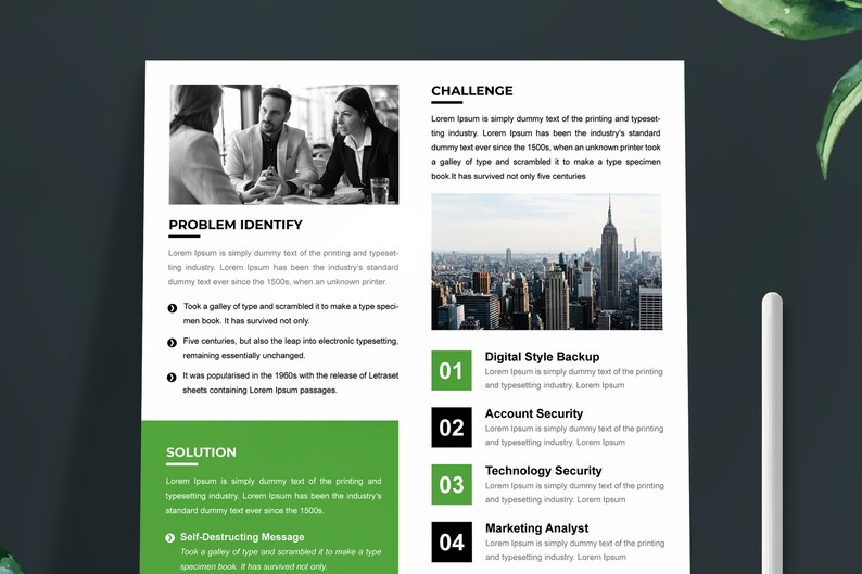 Case Study Layout With Green Accents Instant Download & Canva Editable ...