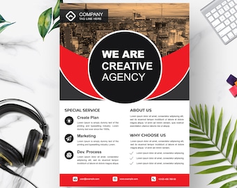 Red Color Flyer Template Design | Corporate Business Flyer Design