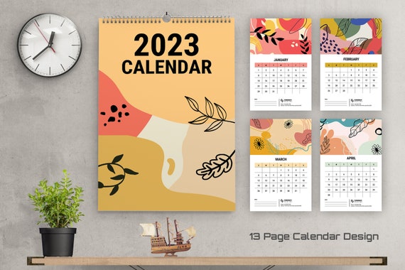 Calendrier 2023 dans différentes polices style illustration vectorielle.  calendrier mensuel classique simple pour 2023 en police