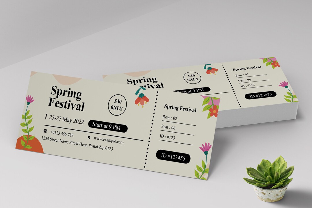 Spring Tickets Frühlingsfest Ticket Design | Spring Festival Ticket Design Template ...