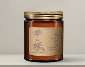 Rose Patchouli Labdanum Candle, Organic Candle, Gift
