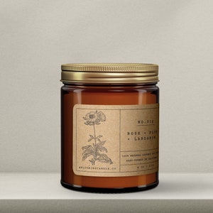 Rose Patchouli Labdanum Candle, Organic Candle, Gift