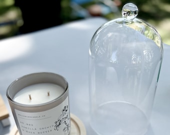 Glass Cloche with wooden base, Glass Dome