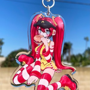 McMiku Acrylic Epoxy Charm || Cute Kawaii Anime Core y2k  Chibi Miku Vocaloid Girl Menhera Phone Keychain