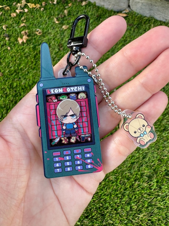 Leon Kennedy Tamagotchi Phone Virtual Pet Acrylic 3D Charm || Resident Evil 4 RE4R RE4 Horror Cute Kawaii Anime Keychain Chibi Mini