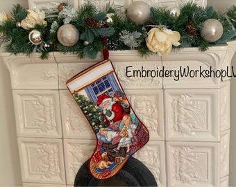 Christmas Stocking Personalized Christmas Gift Family Christmas Decoration Custom Embroidery Nursery Decor  New Year Embroidered Santa Gifts