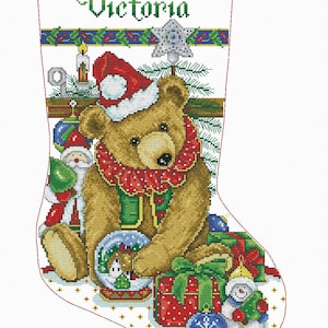 PDF Patterns Xmas Stocking for Child Embroidery Patterns Victorian Bears Cross Stitch Embroidery Handmade Decor Xmas Gift For Home Gift
