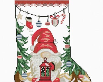 Calcetín navideño de gnomo con farolillo, personalizado a mano, de terciopelo, regalo de Navidad para niños, decoración de chimenea, decoración navideña para el hogar, calcetín bordado.