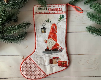 Medias navideñas personalizadas con gnomos bordados Medias navideñas familiares Medias navideñas para niños Medias bordadas Para ordenar