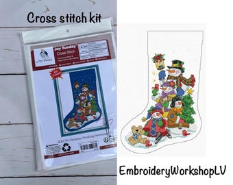 Weihnachtsstrumpf Kreuzstichpackung Weihnachten DIY Stickpackung Weihnachtsdekor Winter Bastelpackung Kamin Dekor Weihnachtsgeschenk für Mama DIY rustikaler Strumpf