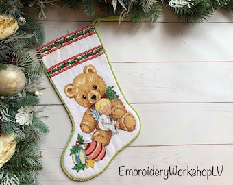 Finished Personalized Christmas Stockings for Kids Christmas Nursery Decor Fireplace Decor Family Stocking  Embroidered Angel Christmas Gift