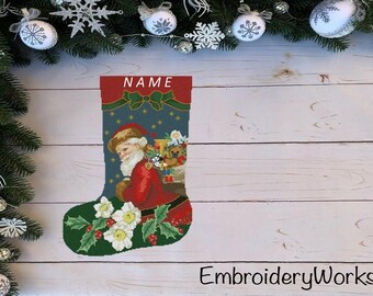 Medias navideñas personalizadas de Papá Noel con regalos Regalo de Navidad para niño o ahijado Decoración del hogar Decoración de chimenea Reliquia familiar Medias personalizadas