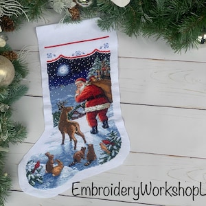 Finished Personalized Christmas Stocking Christmas Gift Decor KidsRoom Home Decor Santa Gifts Cross-Stitched Family Heirloom Fireplace Decor
