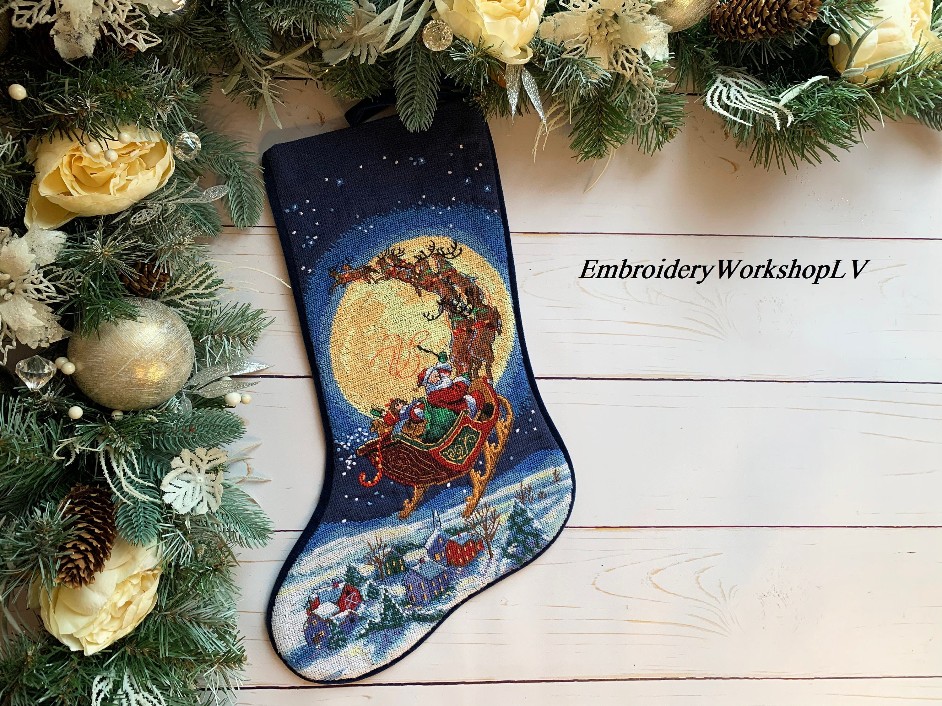 The Everymom's Favorite Holiday Stockings for the Whole Family. We love t…   Needlepoint christmas stockings, Needlepoint stockings, Embroidered christmas  stockings