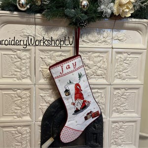 Personalisierter Weihnachtsstrumpf mit bestickter Zwergen-Familie Weihnachtsstrumpf Weihnachtsstrumpf für Kinder Nadelspitze Strumpf Auf Bestellung