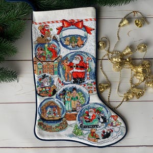 Personalised XmasStocking Completed Cross Stitched Stocking Custom embroidery for Xmas Family Heirloom Needlepointed Stocking Xmas homeDecor