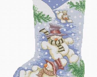 Calza di Natale personalizzata con pupazzo di neve, realizzata a mano con punto croce, regalo per le feste per bambini, decorazione per il caminetto, regalo di Natale, arredamento moderno per la casa, cimelio di famiglia per Natale.