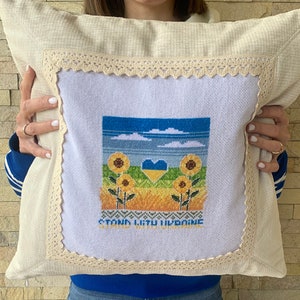 Embroidered pillow cover 50х50 Decorative Pillow Ukrainian embroidery Amulet from Ukraine Embroidered decoration for home Handmade