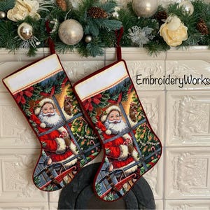 Set of 2 personalized Christmas Stockings for Christmas decor CrossStitch Family Christmas heirloom Hand embroidered stocking Christmas gift