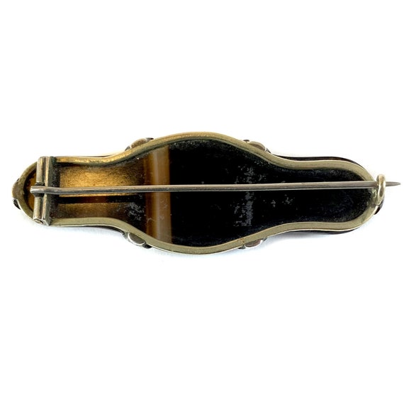 Banded Agate Victorian Collar Pin — Antique Victo… - image 2