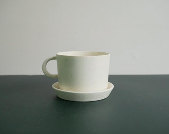 Small coffee cup and saucer set by 2016/BIG-GAME. Minimalistic style, made in Japan