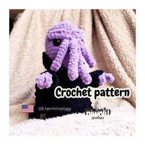 Crochet Pattern PDF: Mindflayer inspired. Tentacled purple monster DIY craft project