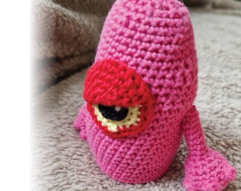 Sleepy monster - crochet pattern for cute, easy, cyclops cone monster