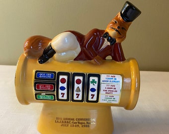 Rare-1985 "Fox Slot Machine" Jim Beam Bank Las Vegas Coin Piggy Bank