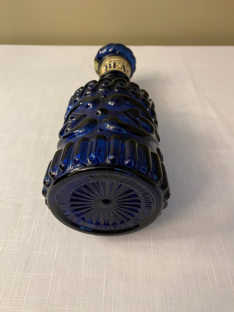 Vintage 1971 Cobalt Blue Glass Jim Beam Whiskey Decanter Etsy
