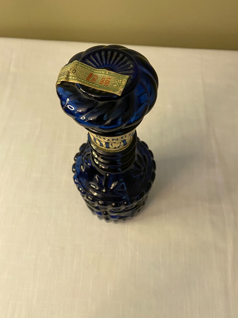 Vintage 1971 Cobalt Blue Glass Jim Beam Whiskey Decanter Etsy