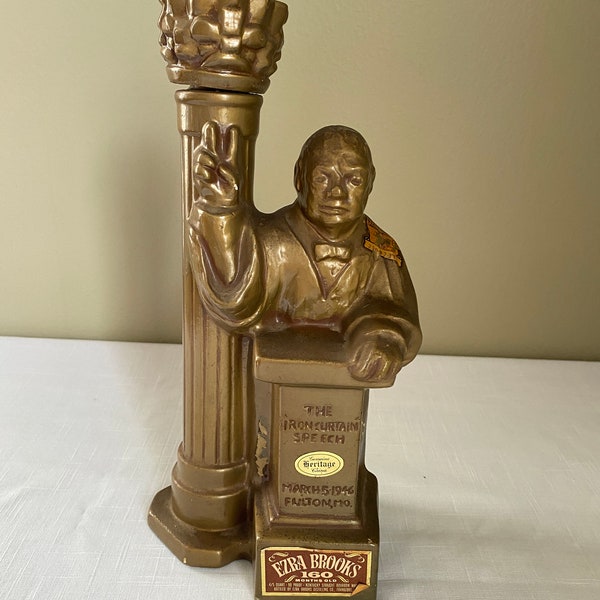 Rare-1969 "Churchill-Iron Curtain Speech" Ezra Brooks Whiskey Decanter